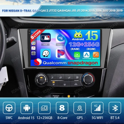 Imagen 1 del producto Android 15 Radio del coche para Nissan x-trail Qashqai 2 J1T32 Qashqai J10 J11 2014 2015 2016 2017 2018 2019 QLED Carplay inalámbrico Auto