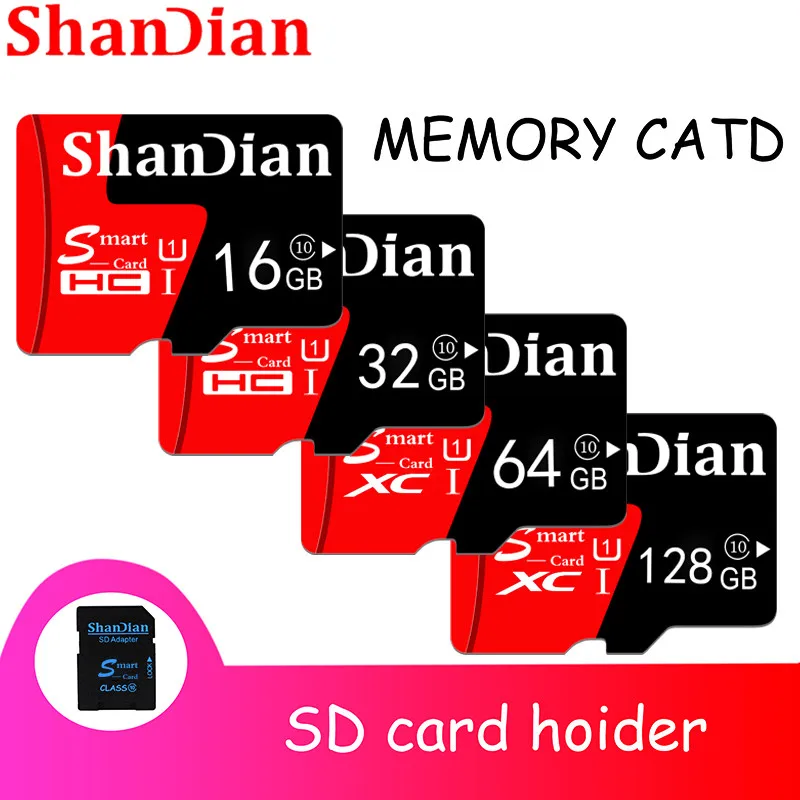 Автомобильный CD-проигрыватель SHANDIAN, красный, TF, Smart SD, 8 ГБ, 16 ГБ, 32 ГБ, 64 ГБ, 128 ГБ, с адаптером для SD-карты