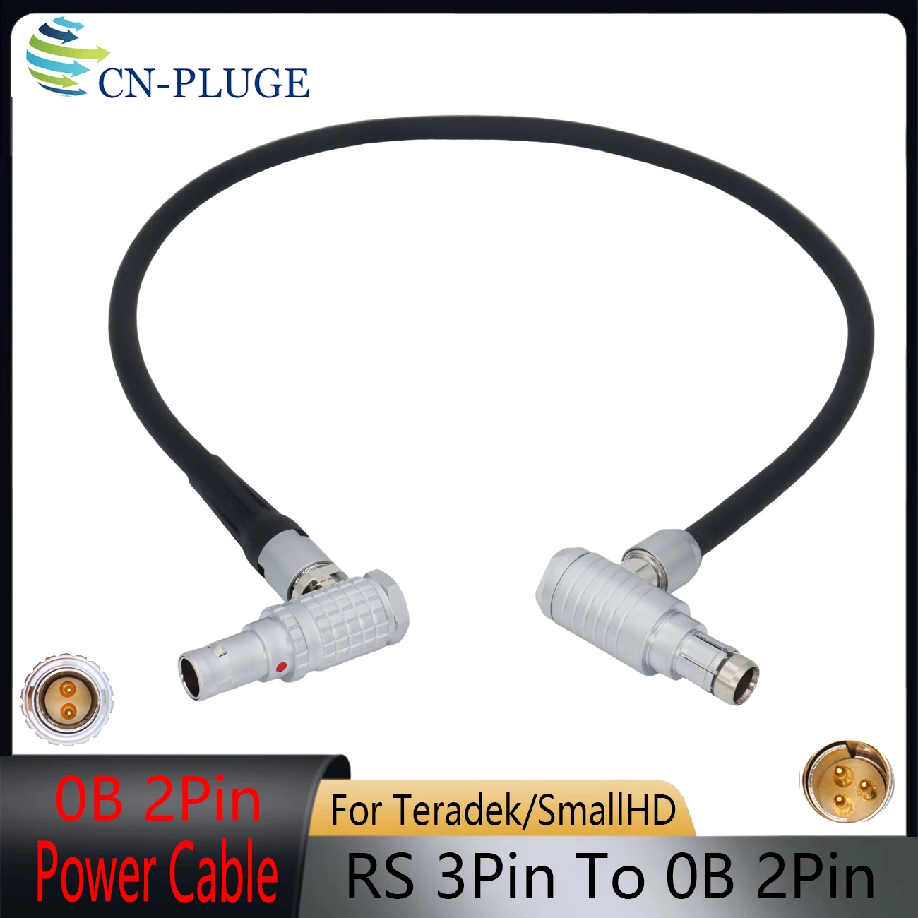 

Кабель питания для камеры с прямым углом разъема RS 3Pin на 0B 2Pin для беспроводных передатчиков Teradek/Vaxis/Bollyland/мониторов SmallHD