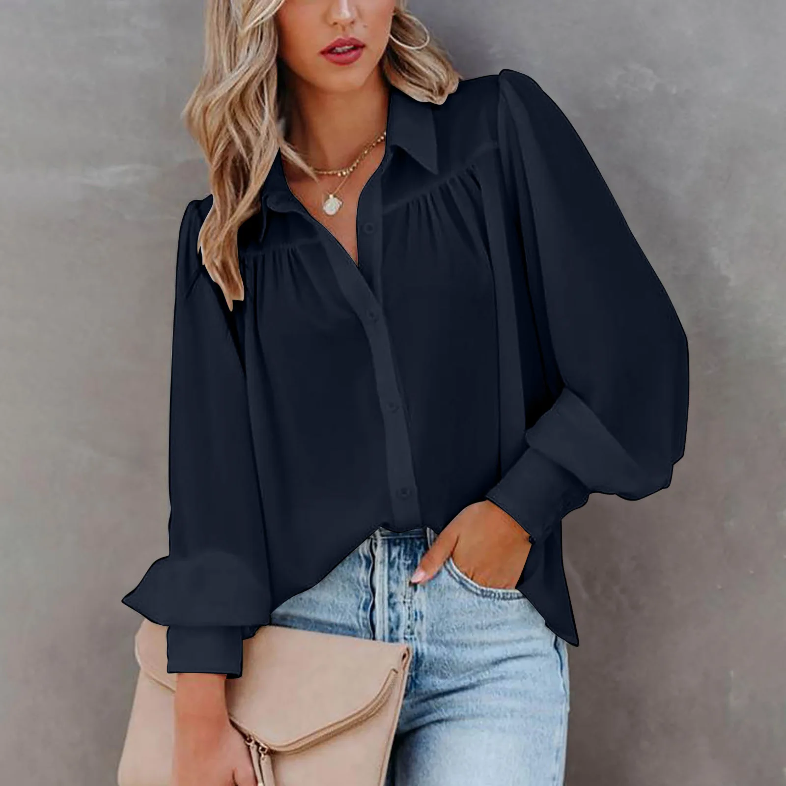 Leisure White Yellow Shirts Button Lapel Cardigan Top Lady Loose Long Sleeve Oversized Shirt Womens Blouses Casual Tunic Blusas