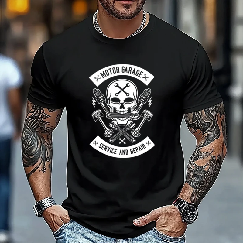 

Футболка Motor Garage, классическая мотоциклетная уличная футболка из 100% хлопка с круглым вырезом, повседневные мужские футболки с короткими рукавами, футболки с графикой