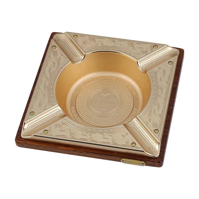 

Cigar Ashtray with Four Cigarette Slots Zinc-alloy Metal Household Large Bore Ash Tray Home Accessories