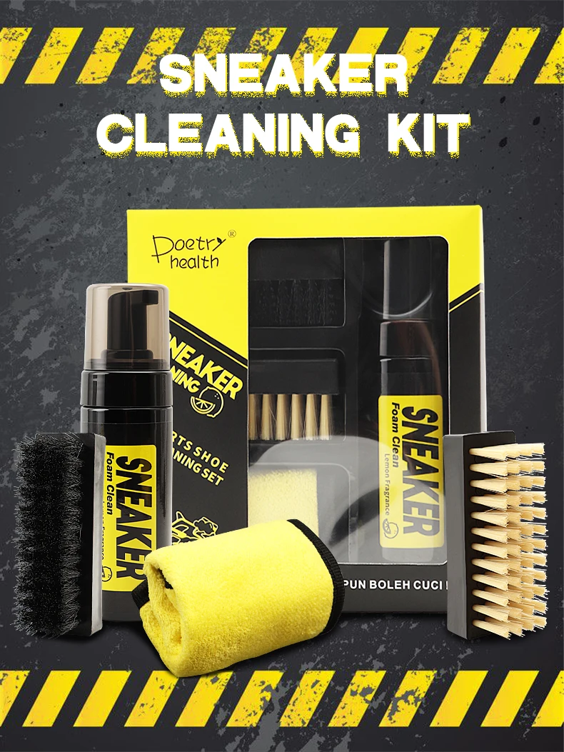 White Shoe Cleaner Foam Dry Cleaning Kit 150ML Waterless Foam Sneaker Cleaner Shoe Brush and Cleaning Cloth Set