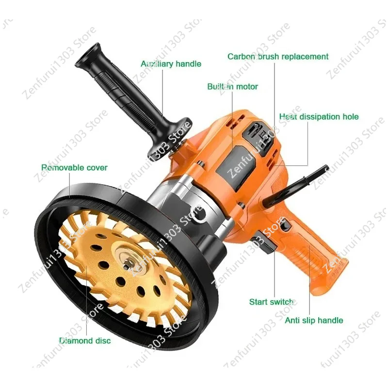 Concrete Grinder Cement Block Grinder Wall Planer Multi-Function Rough Grinder Polishing Machine High-Power Concrete
