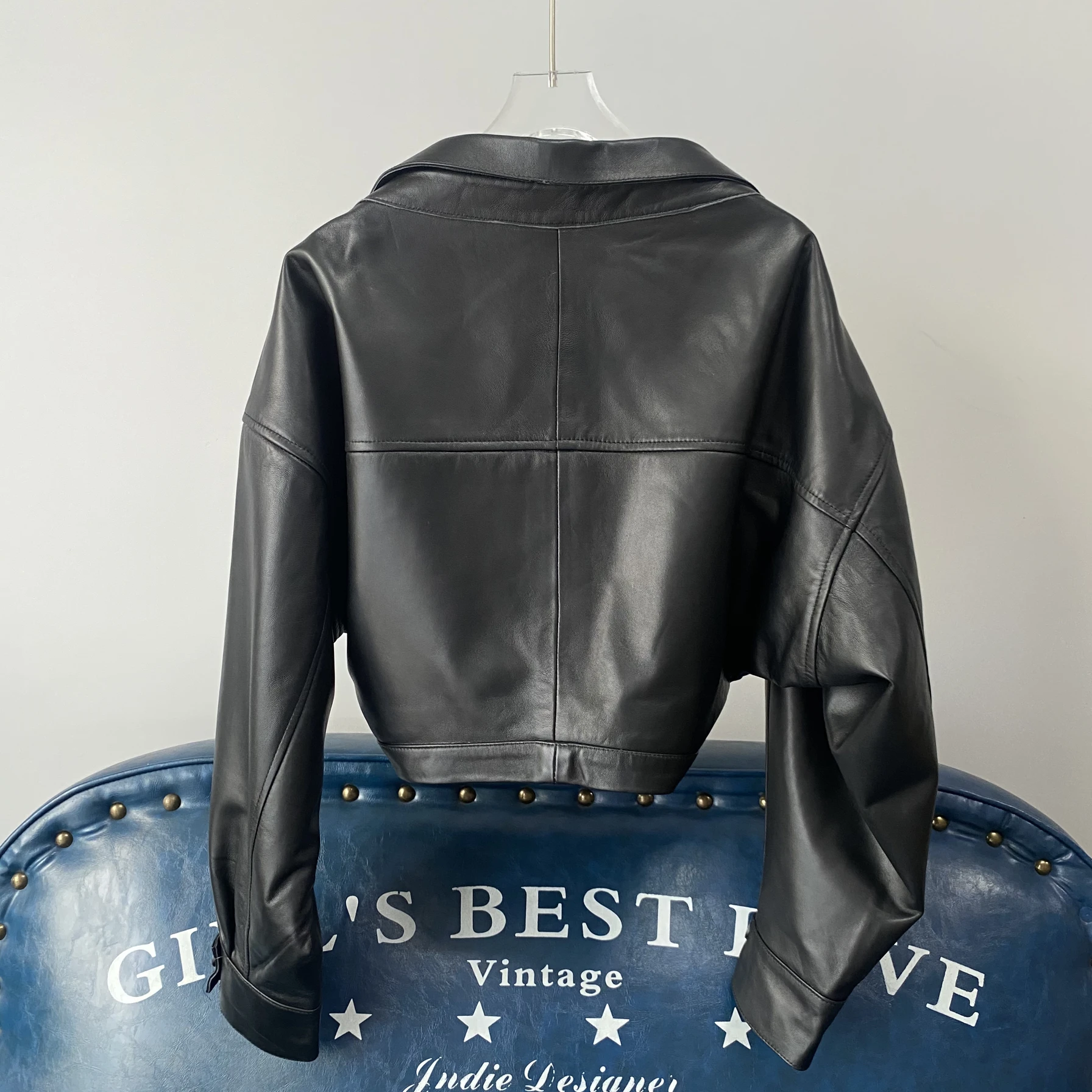 Jaet de cuero para mujer Long Sve oulder Wrap motocicleta ort abrigo Ultra ort Biker Jaet Bla Sli abrigo casual