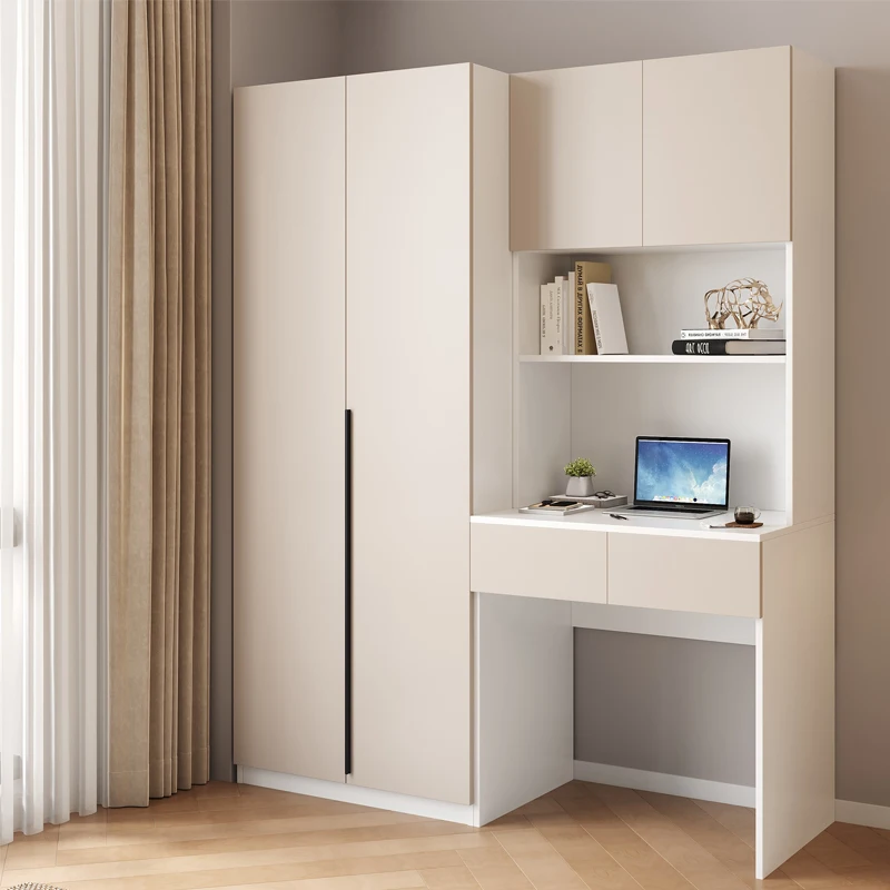MDF Computer Desk Hinged Door Latest Cabinet Bedroom Furniture Design Open Wardrobe