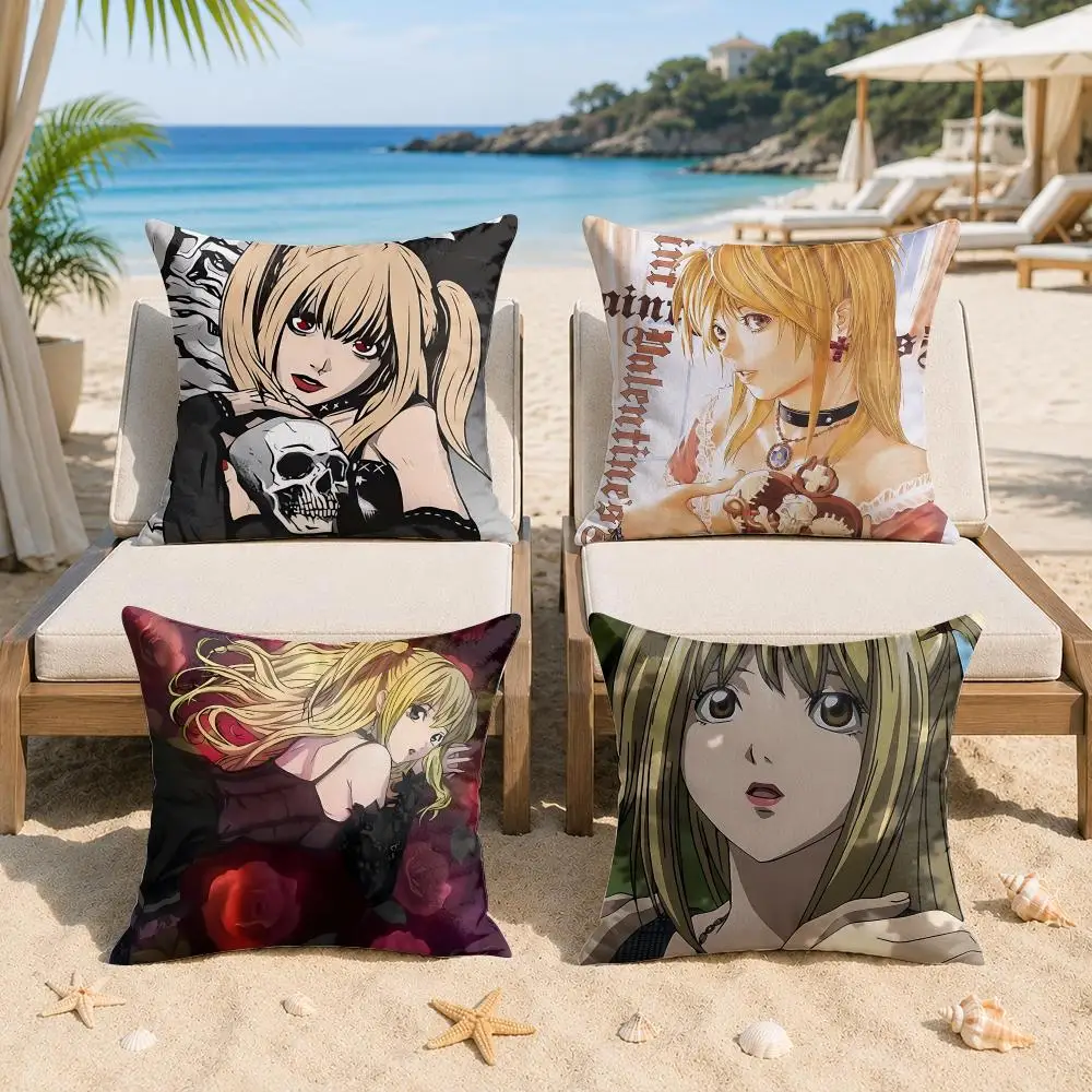 D-Death Note Misa Anime Cushion Cover Silky Short Plush Invisible Zipper Dustproof Sofa Pillow Case For Home Decor