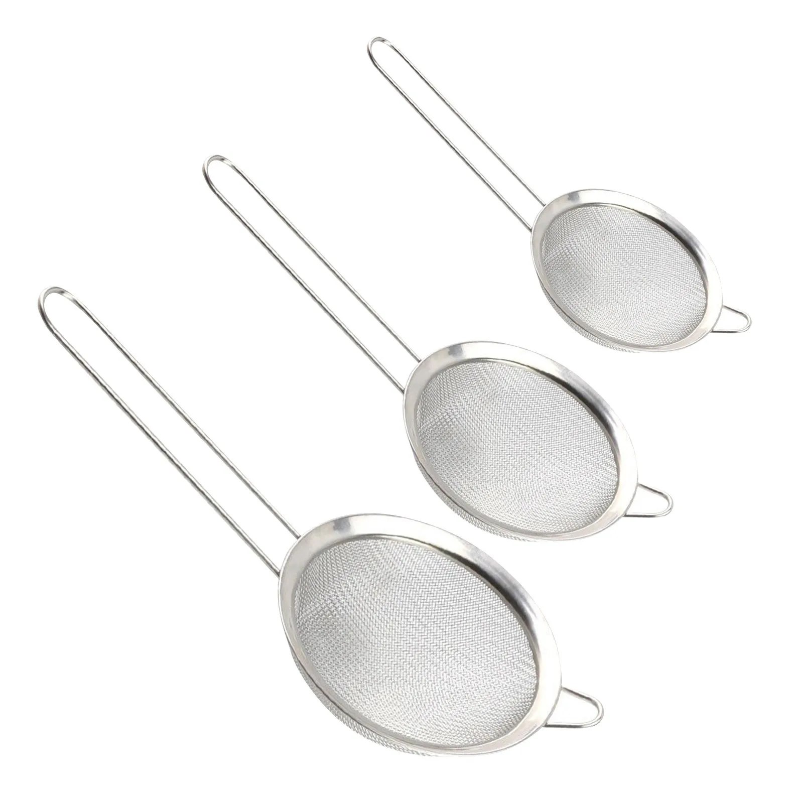 3pcs Stainless Steel Wire Fine Mesh Oil Strainers Flour Colander Sieve Sifter Filter Baking Kitchen Accessories