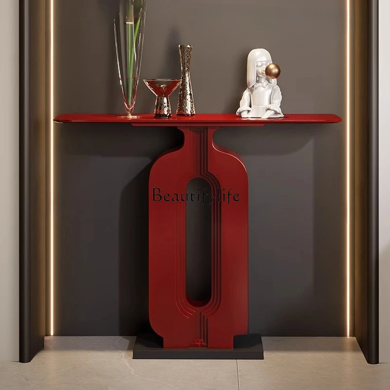 

jj *Entrance table, ultra-narrow light luxury high-end rock slab decorative cabinet art end view table