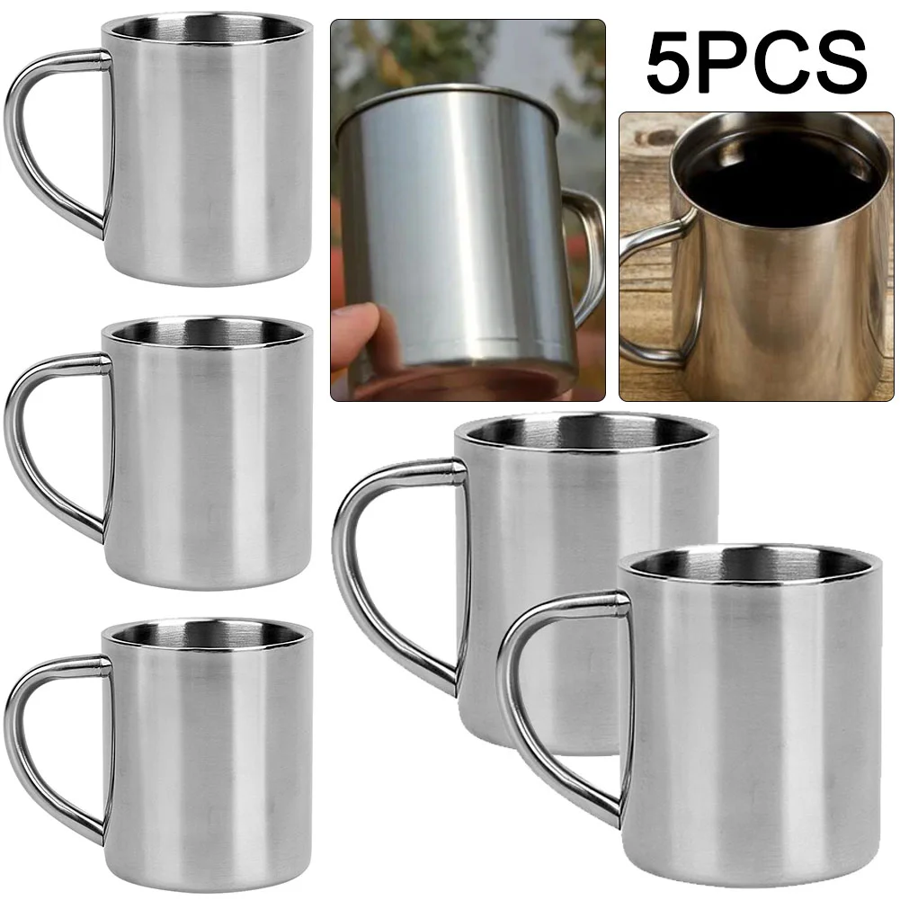1-5 Stück 220ml Edelstahl becher Tassen Kaffee Wein Bier Tee Saft Tasse doppelwandige Edelstahl