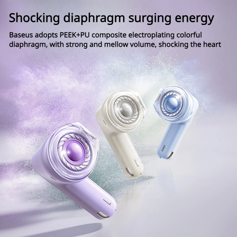 Baseus 2023 E5 Wireless Bluetooth Earphones Purple for Girls' Sports High Sound Quality Half in Ear Call Noise Reducing Headset