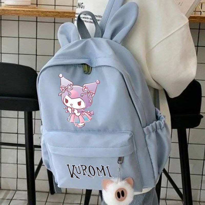 Anime Sanrio Kuromi Backpack Girl Boy Teen Student Rucksack Rabbit Ears Casual School Bag Lunch Bag Children Women Gift Mochilas