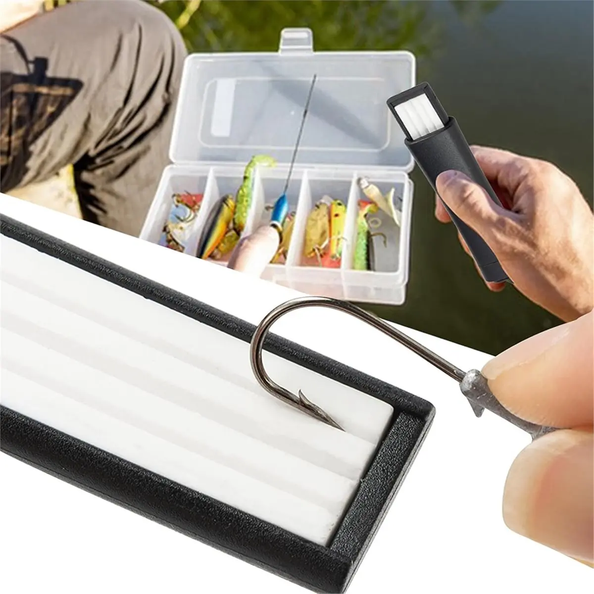 Afiador de anzol de pesca - Ferramenta de cerâmica compacta para maior eficiência do gancho, cabe facilmente na caixa de equipamento