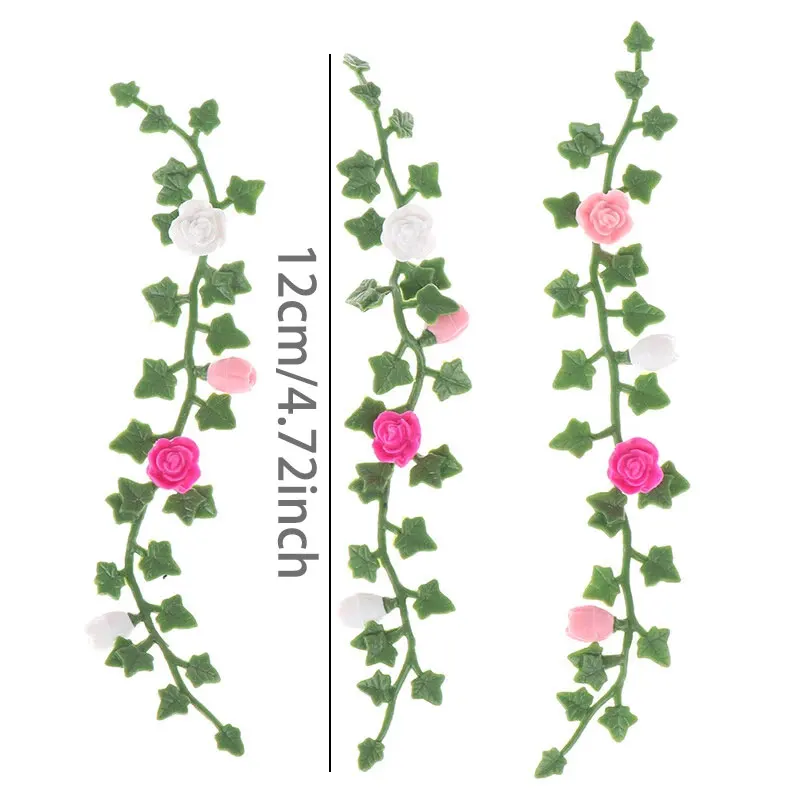 1:12 Dollhouse Miniature Rose Flower Vine DIY Miniature Garden Scene Flower Garden Decoration Model Accessories Home Decoration