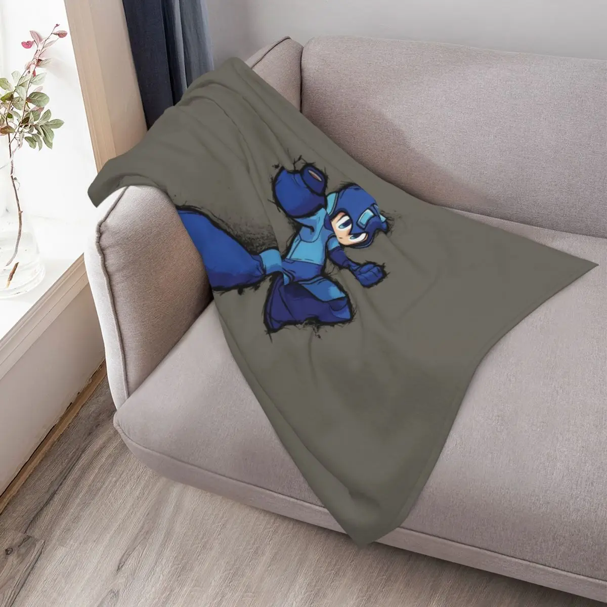 Megaman vintage inked Throw Blanket Hairys Quilt Multi-Purpose Flannel Cute Plaid Comforter Blankets 3