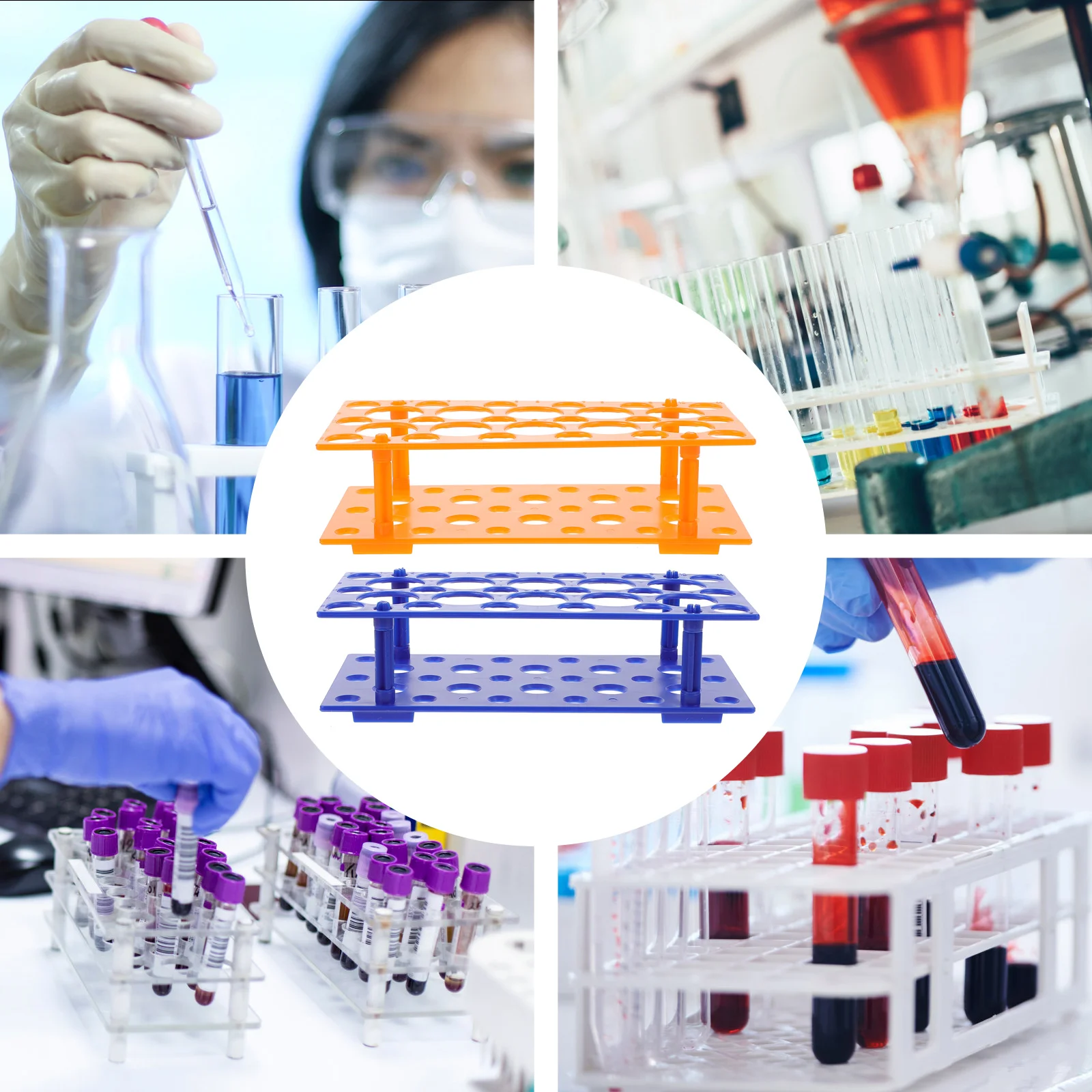 

2 Pcs Tube Assembly Rack Holder Tubes Stands Multi-functional Test Lab Racks