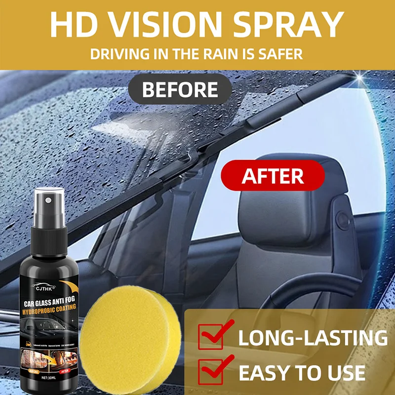 Car Glass Anti-rain Water Spray Repellent Nano Coating Hydrophobic Waterproof Agent Oil Film Removing Auto Glass Film Agent
