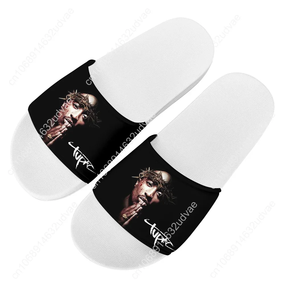 2Pac Tupac All Eyez on Me Slippers Man Woman Boy Girl Tailor Made Slides Sandals Photo Customized Bath Shoes Water Shoe White