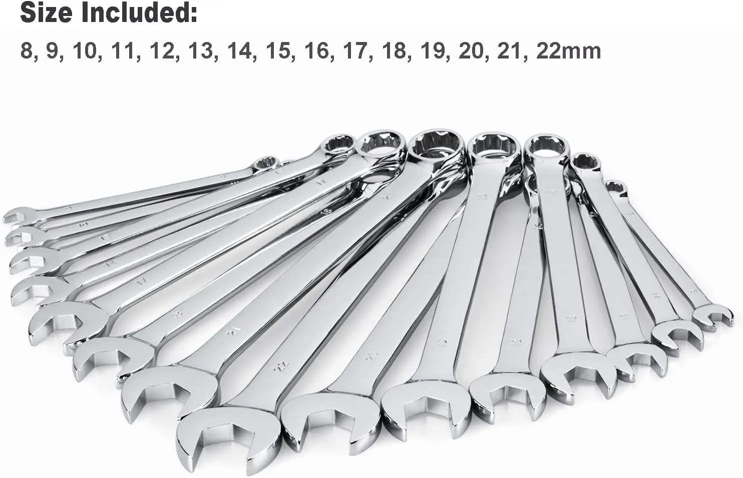 15-Piece Combination Wrench Set SAE Inch Sizes From 1/4