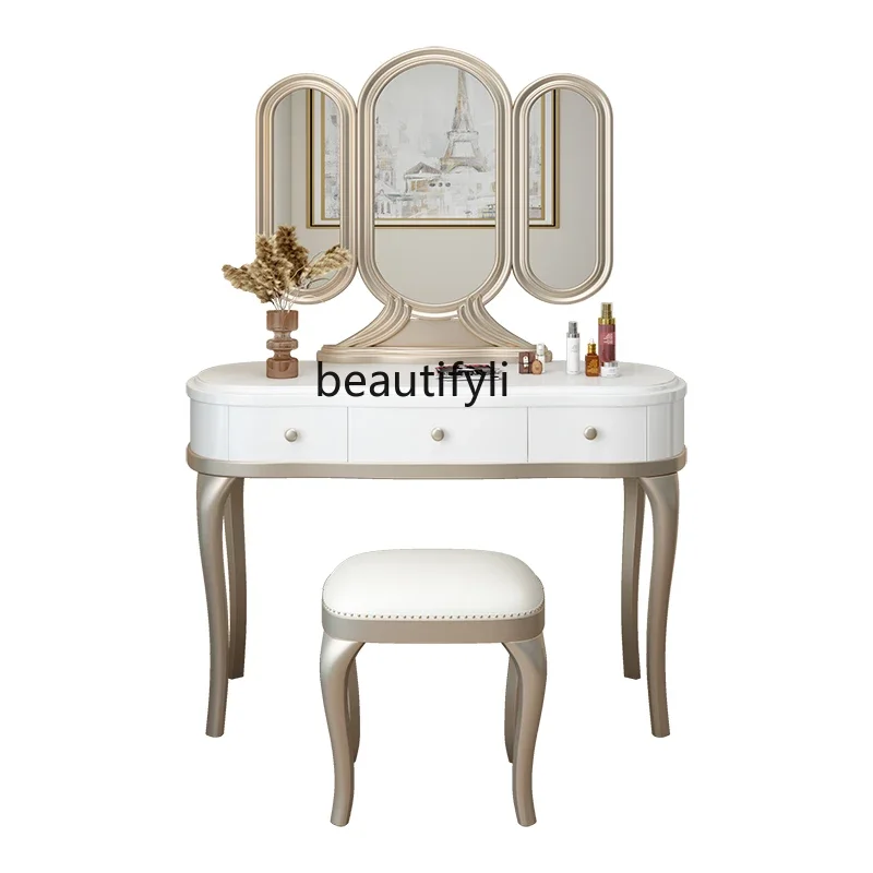 

Asmt52Французский комод из цельного дерева, светлый роскошный американский современный простой шкаф для спальни, европейский туалетный столик, шкаф для хранения