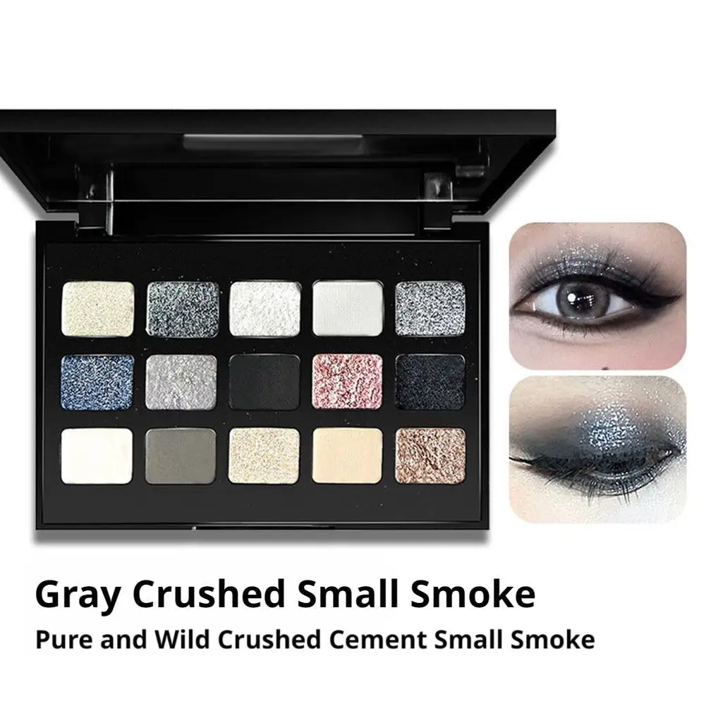 15 Colors Dark Smokey Eyeshadow Palette Black Grey Cement Tone Matte Shimmer Eyeshadow Powder Gothic Halloween Eye Makeup