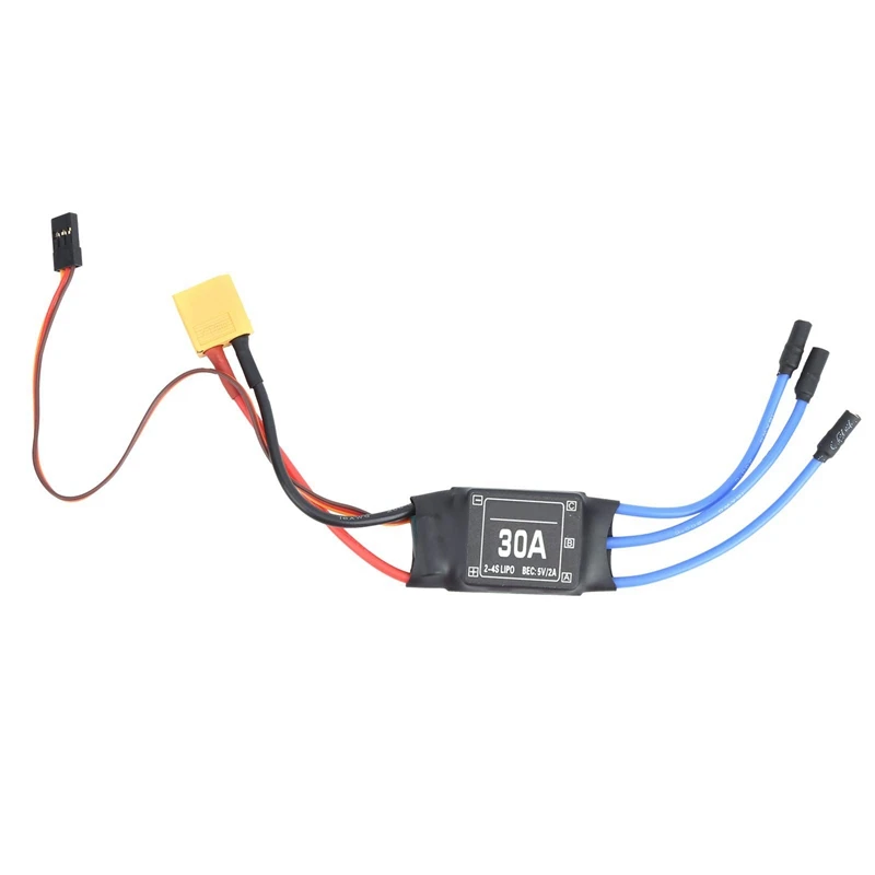 

4 шт. 2-4S 30A RC бесщеточный ESC XT60 Электрический контроллер скорости 5 в 2 а для 2-аналогичной батареи мультикоптера квадрокоптера легкая установка