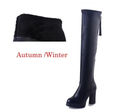 2022 Fashon Patent leather Women Thigh high boots Autumn Winter Stretch Slim Platform Thick High heels Over the knee Boots Shoes