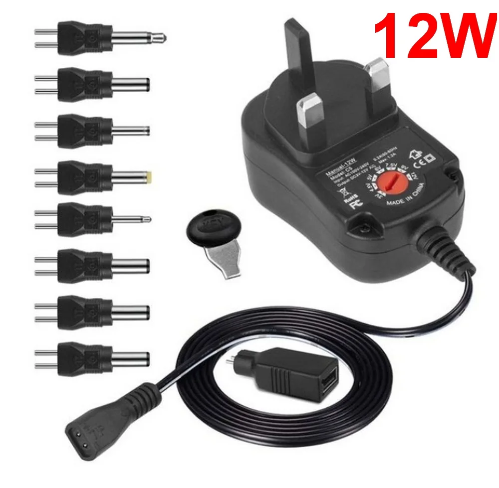 12 واط عكس القطبية التيار المتناوب محول ل كاسيو لوحة المفاتيح البيانو تيار مستمر 6 فولت 7.5 فولت 9 فولت 12 فولت 0.5A 1A الغيتار دواسة الآثار محولات امدادات الطاقة