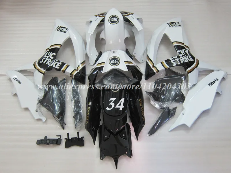 4Gifts New ABS Motorcycle Fairings Kit Fit For SUZUKI 600 750 K8 2008 2009 2010 08 09 10 Bodywork Set Custom Black White Lucky