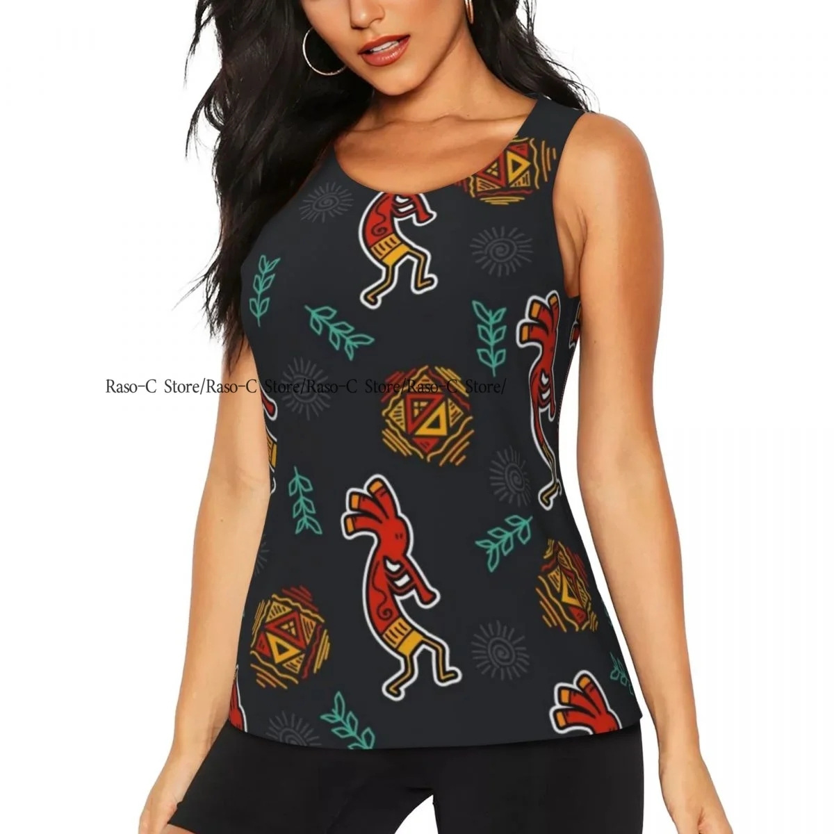 Women Sexy Vest Native Man With Pipe Sleeveless Round Neck Tank Tops Female Casual Basic Camisole