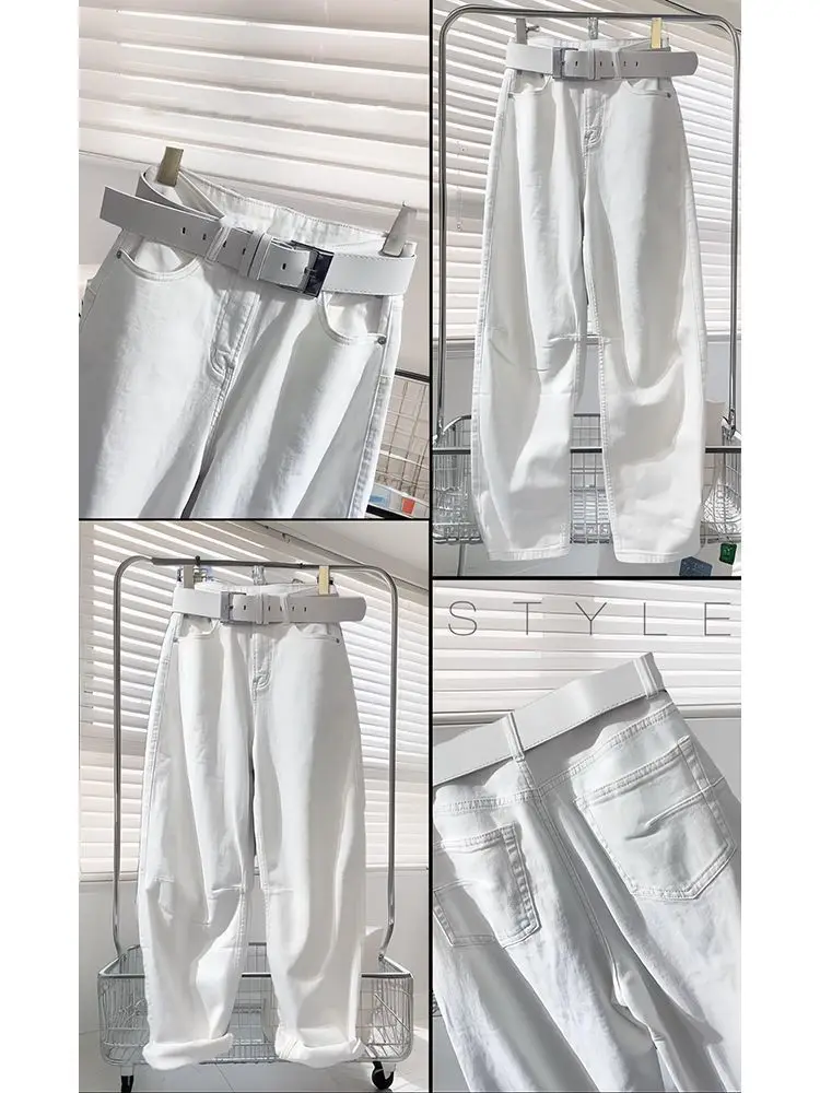 Slacks White Machete Jeans Women Summer Baggy Wide-leg Trousers Thin Explosive Pants Loose Show Thin Denim Version Banana Pants