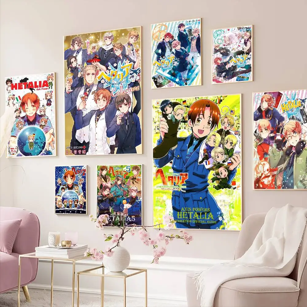 Hetalia World Stars Anime Self-adhesive Art Poster Whitepaper Prints Posters Artwork Home Decor