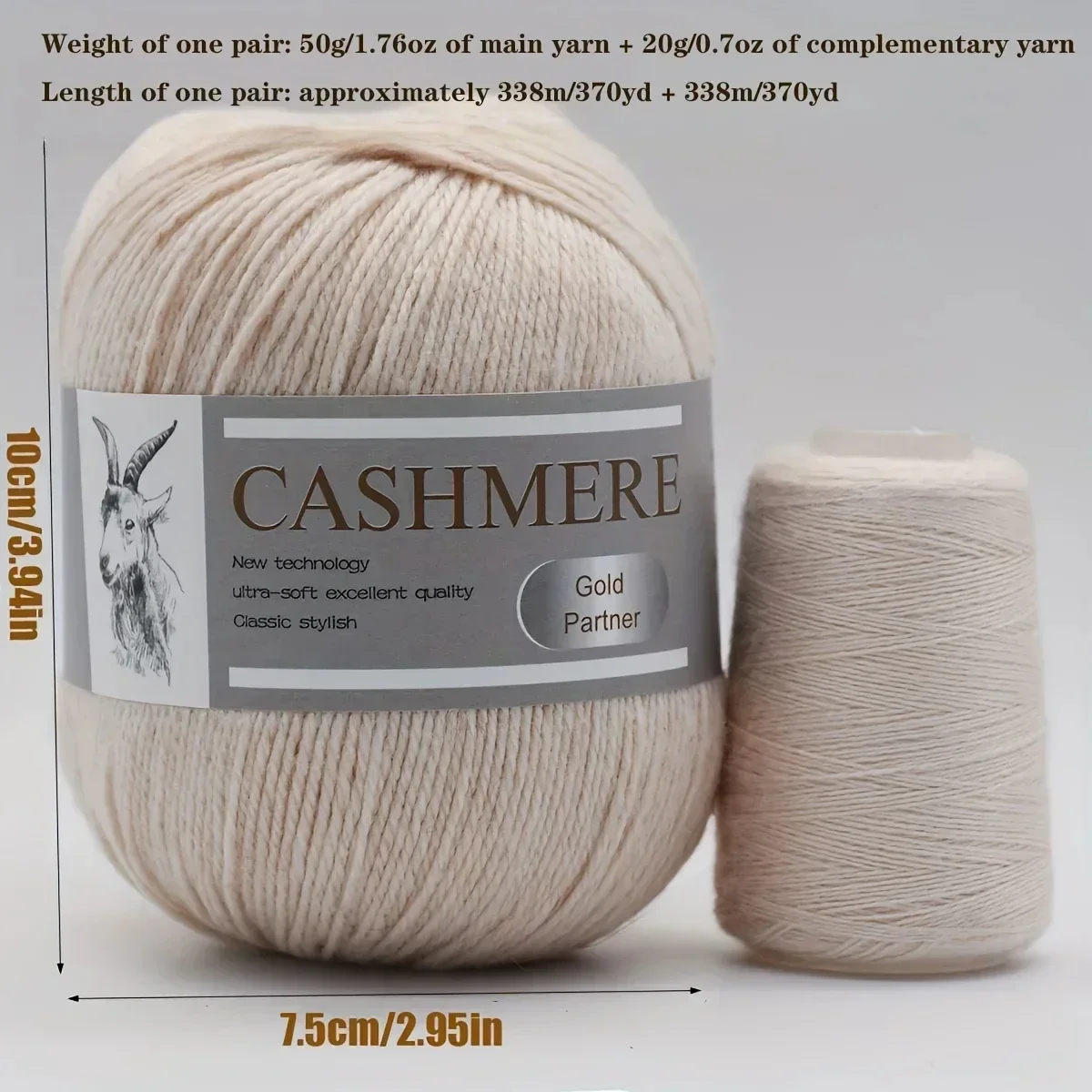 Luxury Cashmere Yarn  for Hand Knitting and Crocheting Sweaters, Scarves, Hats, Shawls Cardigans, and Gloves – Warm Soft Yarn