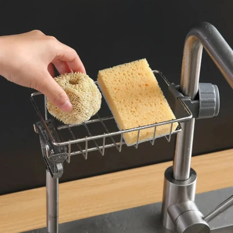 Sink Caddy Sponge Holder Kitchen Sink With Brush Holder Stainless Steel Self Drain Tray Rustproof Soap Dispenser Storage