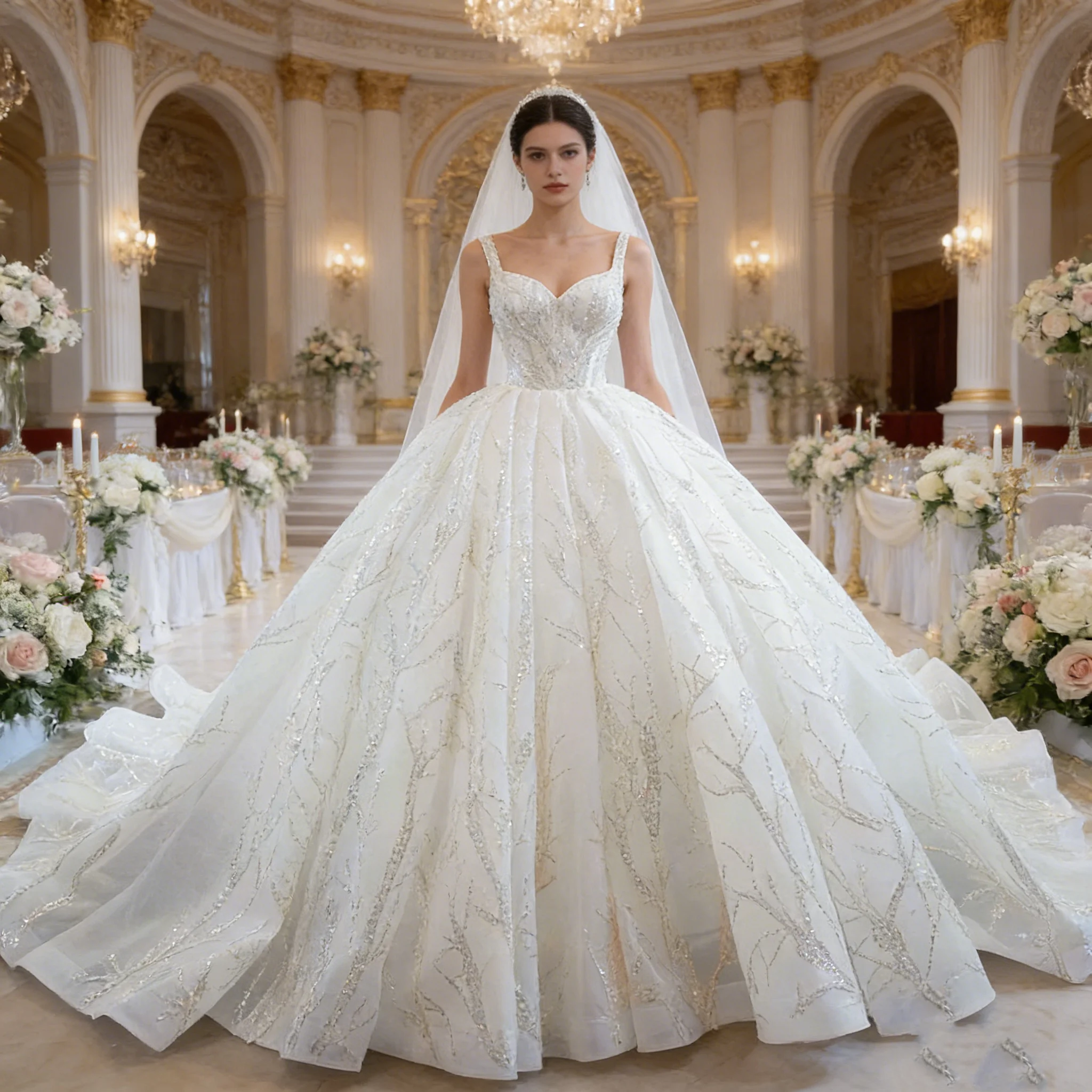 

Luxury Ball Gown Wedding Dress Spaghetti Straps Sweetheart Sparkly Glitter Bridal Gown For Women Vestidos De Novia Customized