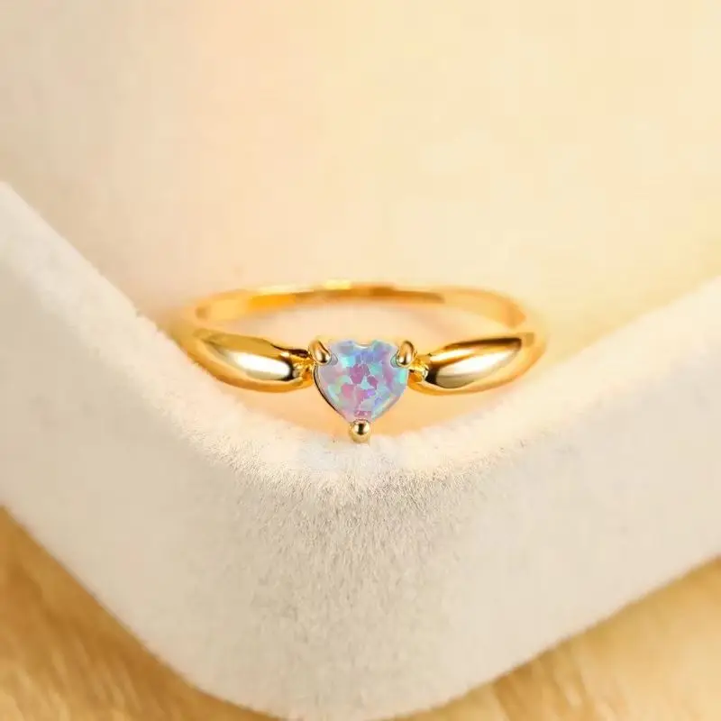 الأزرق الكنز الأسترالي الذهب خاتم القلب المتخصصة تصميم المرأة أزياء بسيطة بارد نمط مزاجه التبعي
