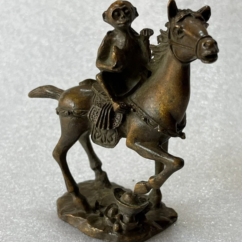 Figurine - Tang Dynasty Collectible, Zodiac Horse Ornament, Home Decorative Bronze Art, Hallway Gilt Craft