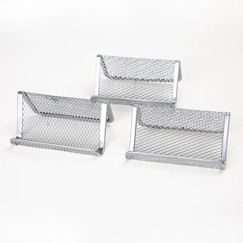 1pc Metal Mesh Portable Business Name Card Holder Display Stand Rack Desktop Table Organizer Home Desk Storage Stand