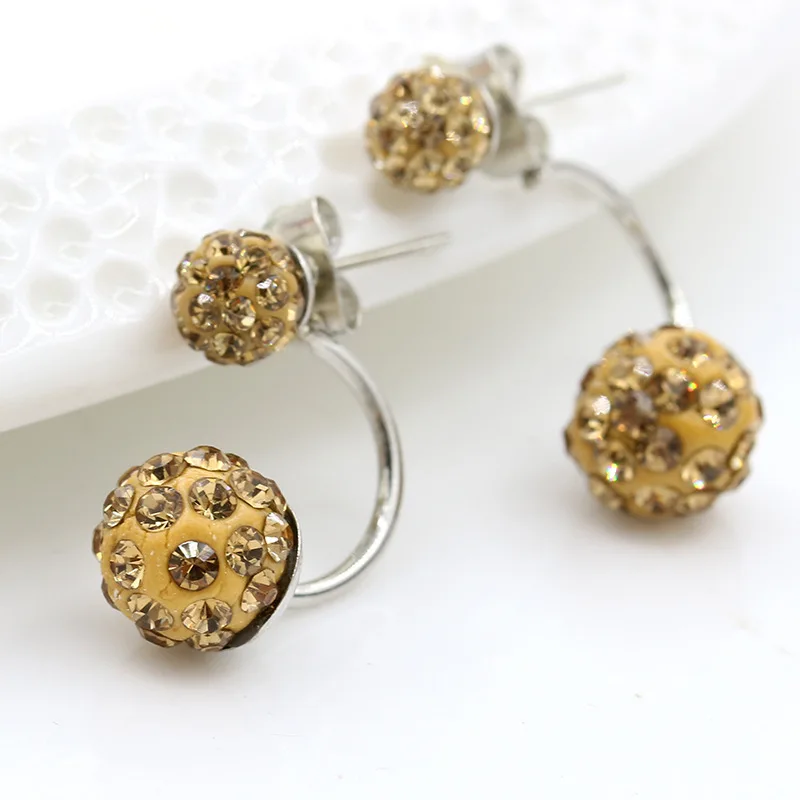 Pendientes de bola de cristal para mujer, aretes de dos métodos de uso, previene la alergia, regalo de joyería al por mayor