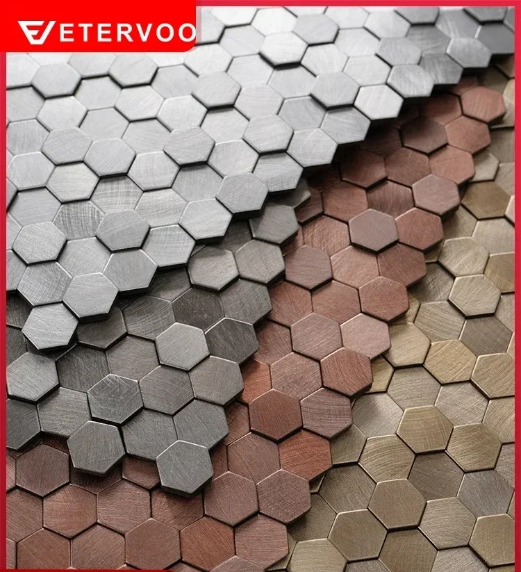 Metal stainless steel wall mosaic self-adhesive ceramic tile bathroom porch background wall paste small particle block