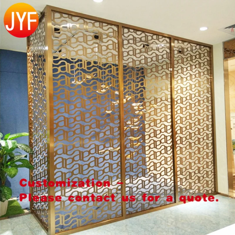 

Декоративная перегородка для отелей из нержавеющей стали с лазерной резкой, бронзовая PVD-отделка, ретро-стиль, экологичная, от производителя custom.Y1