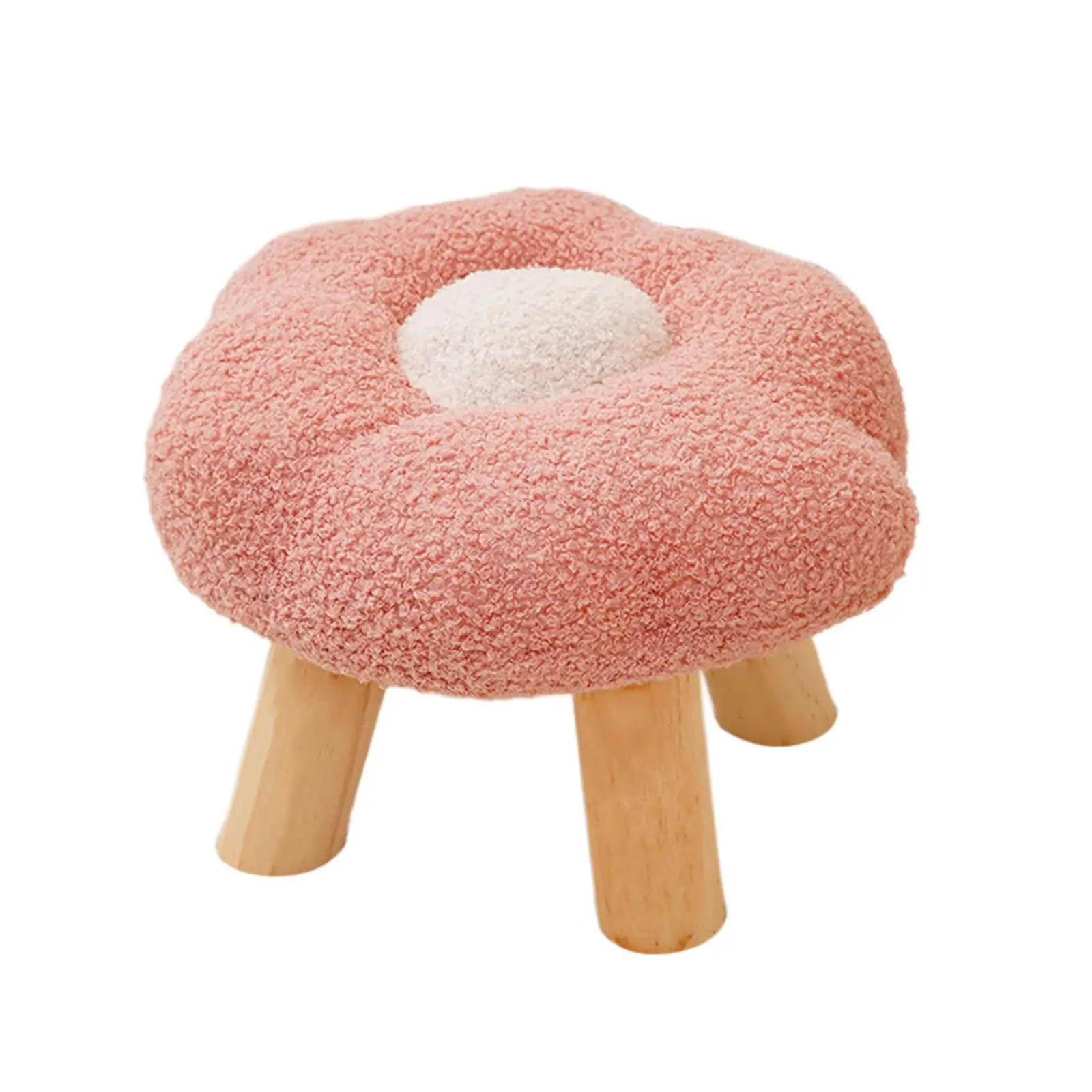 Sofa Footstool Flower Shape Pouf Non Slip Foot Rest Cartoon under Desk Footrest for Living Room Bedside Porch Entryway Playroom