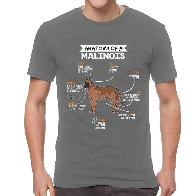 Anatomy Of A Malinois T Shirt Men Cotton Print T-shirt Funny Dog Owner Belgian Shepherd Mechelaar Streetwear Tee Harajuku