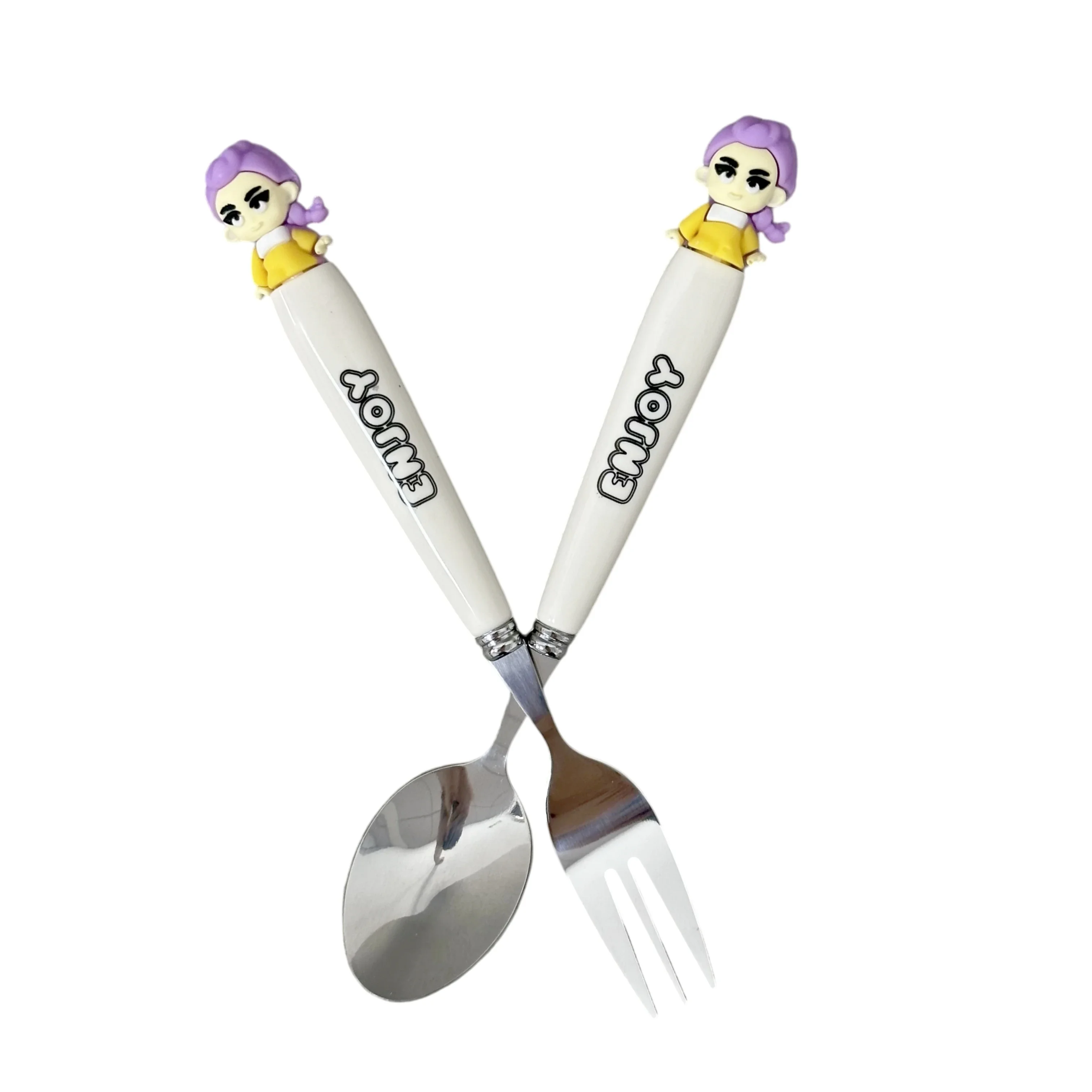 Anime Meisjes Lumi Mila Zoi Kpob Hekserjager Roestvrijstalen Lepel Vork Set Kawaii 3D Pop Handvat Bestek Verjaardagscadeau voor Fans