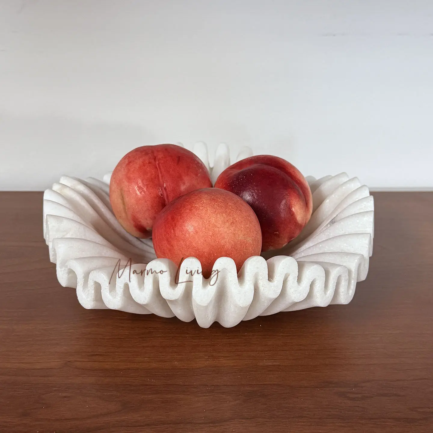 French Luxury Marble Ruffle Fruit Bowl Modern Minimalist Creative Decor for Home Hotel Restaurant Coffee Table