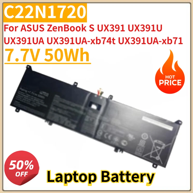 

New C22N1720 laptop Battery 7.7V 50Wh For ASUS ZenBook S UX391 UX391U UX391UA UX391UA-xb74t UX391UA-xb71