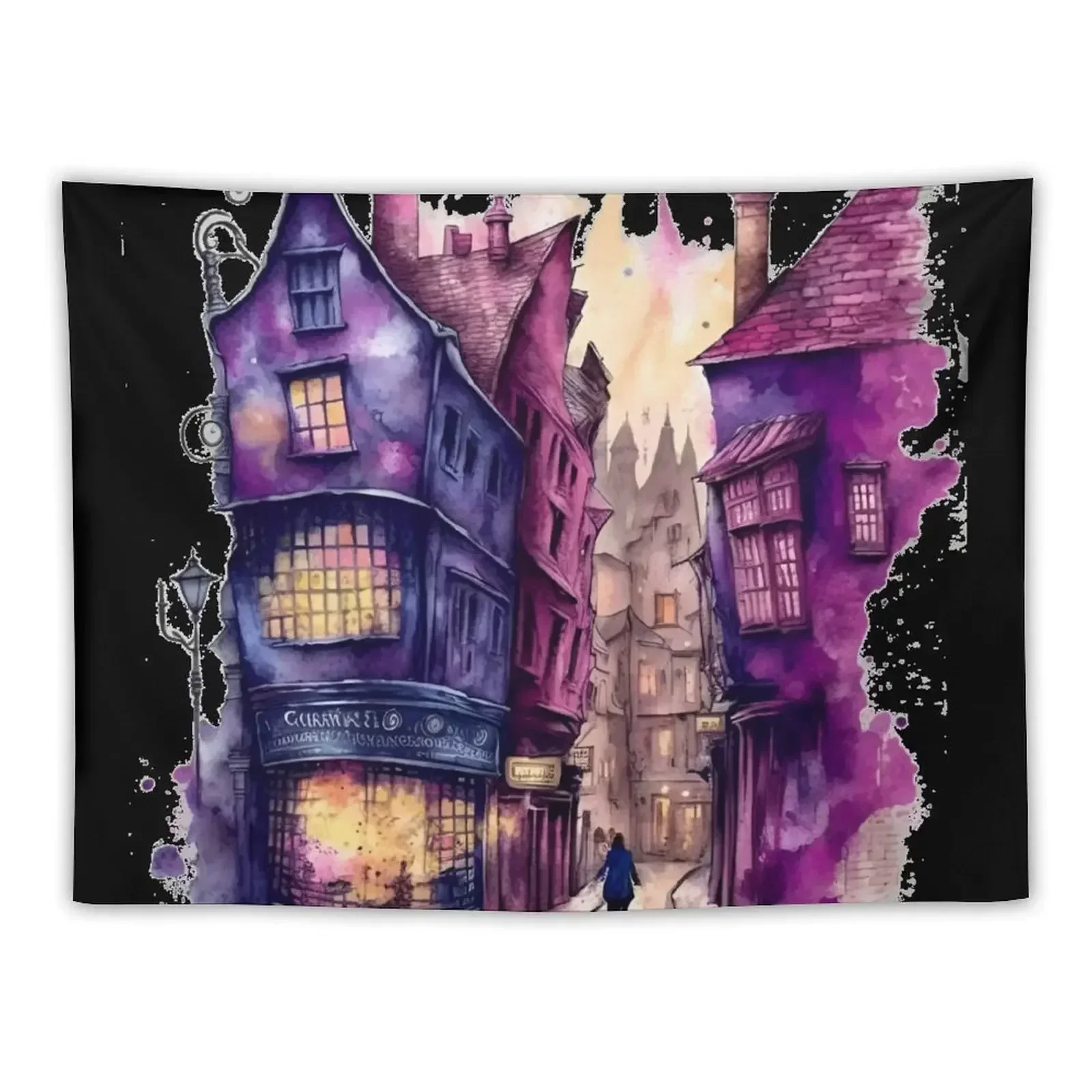 The Alley - Watercolor Art - Fantasy - Harry Sticker Decorative Wall Murals Wall Carpet Tapestry Room Design Wall Decor Tapestry