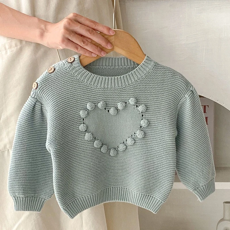 Newborn Baby Girls Sweaters Long Sleeved Solid Color Kids Pullover Sweaters Autumn Spring Children Clothing