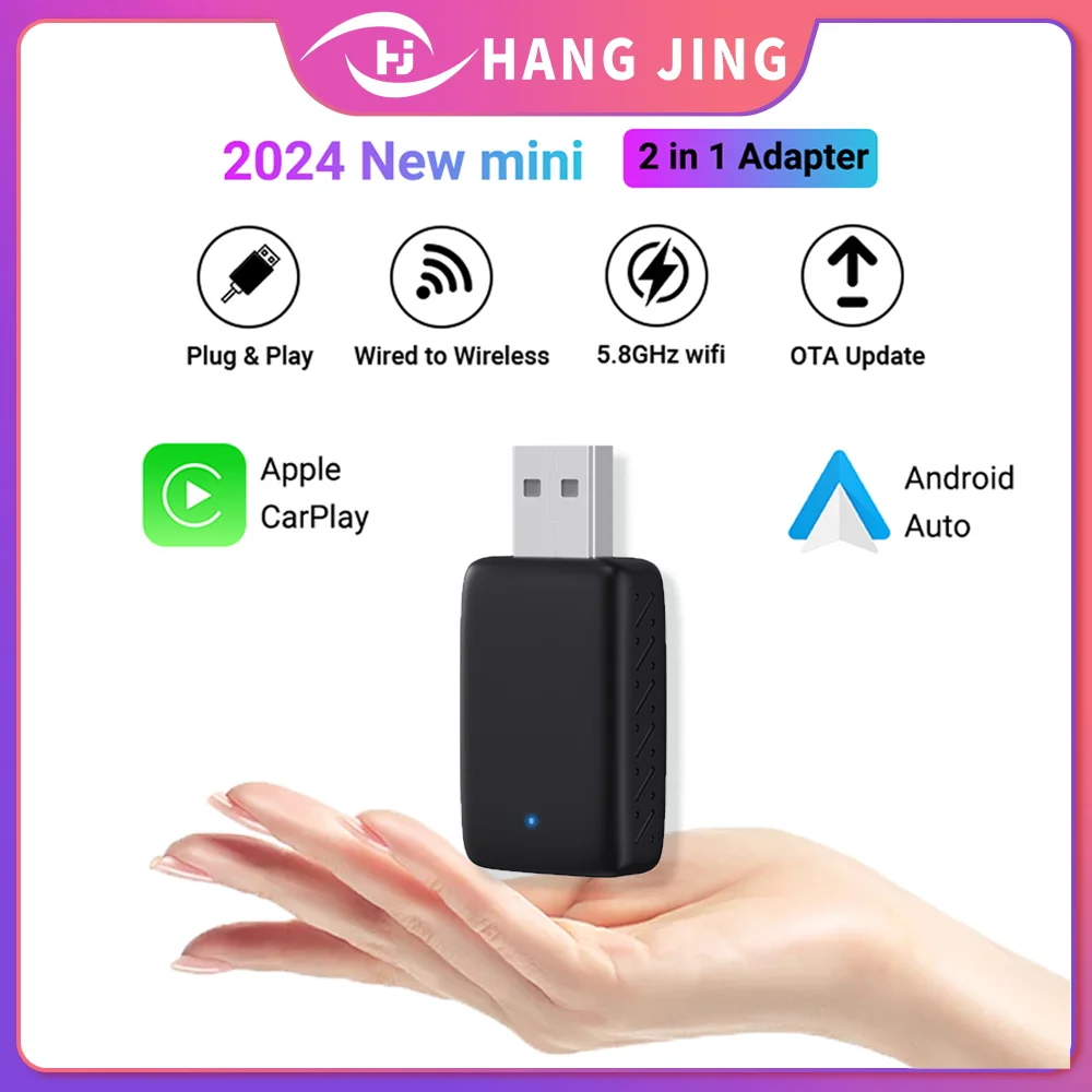 2in1 Box Wired To Wireless Carplay&Android Auto Box Car Smart convert Mini Dongle Wifi BT Auto Connect MIni Adapter Plug&Plug