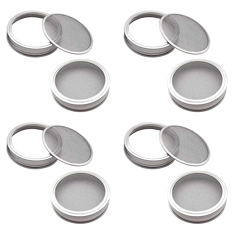 Set Of 8 Stainless Steel Sprouting Jar Lid Kit For Superb Ventilation Fit For Wide Mouth Jars Canning Jars